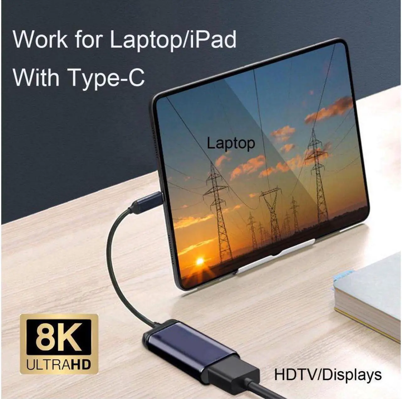 Alt view image 3 of 3 - BUCIER USB-C Type-C USB4 Source to Female HDTV 2.0 Cable Display 8K 60HZ UHD 4K HDTV Male Monitor