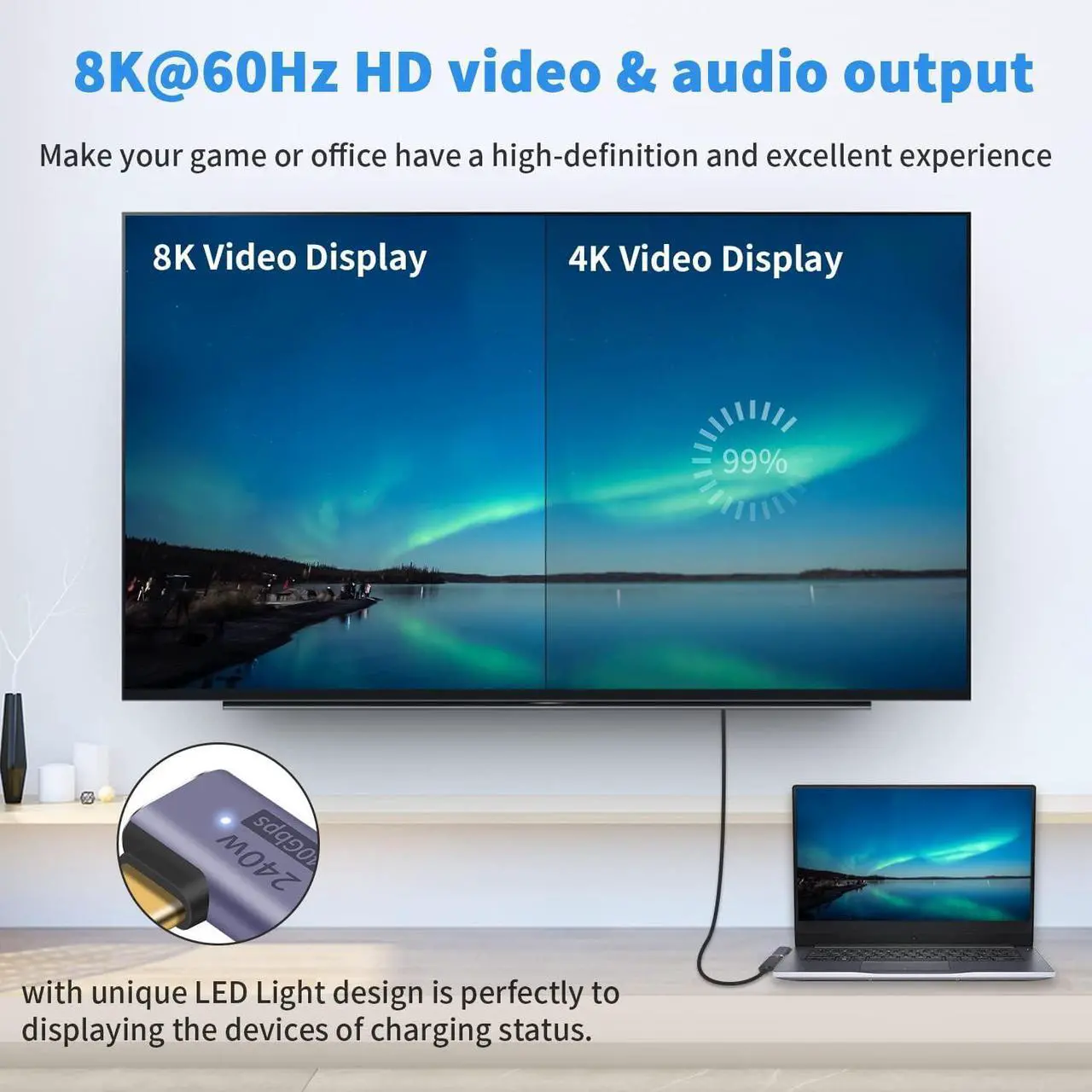 Alt view image 5 of 6 - BUCIER USB C Right Angle Adapter PD 240W for Thunderbolt 4/3, Right Angle 90 Degree USB C Male to Female Extender USB 4.0 L Shape Connector with 8K@60Hz Video for iPad, MacBook, 2-Pack