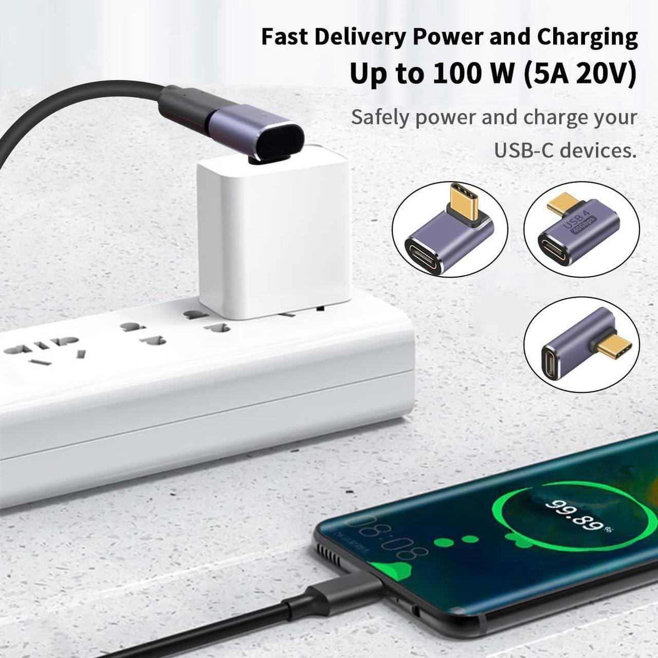 Alt view image 3 of 6 - BUCIER 3-Pack USB C Adapter 40Gbps, 90 Degree Right Angle USB C Extender PD 100W Type C Extension Connector with 8K Video for Thunderbort 4/3, HUB, Docking, Tablet