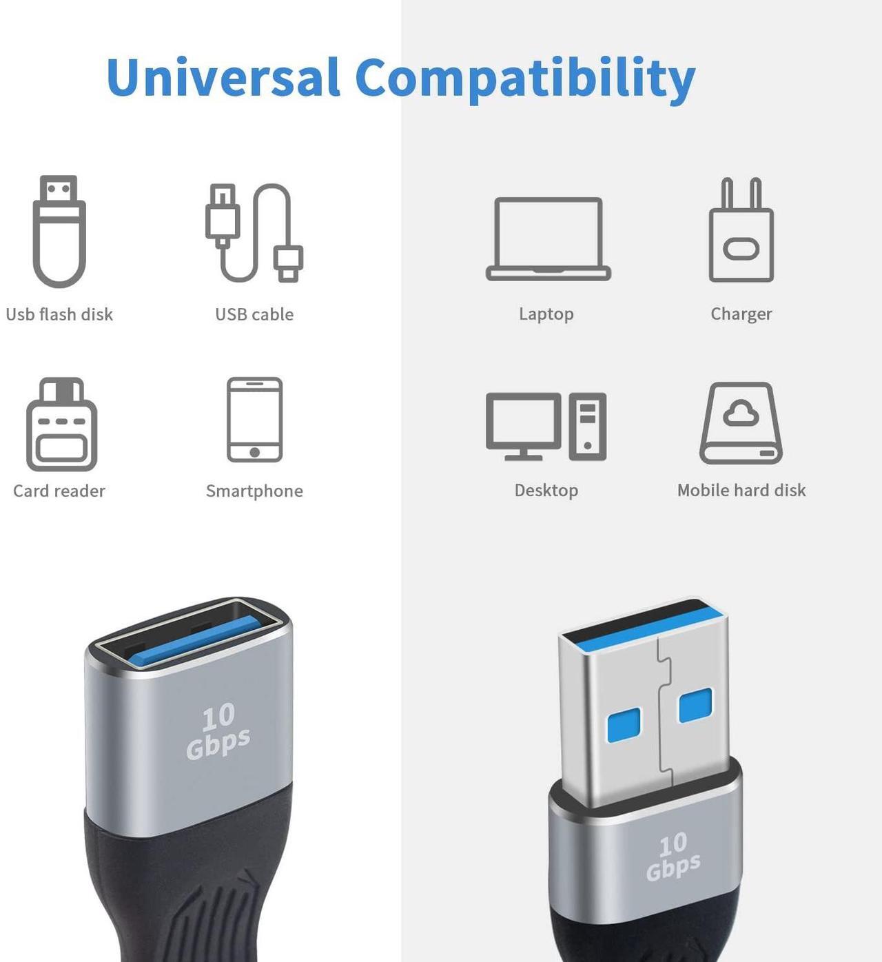 Alt view image 2 of 7 - BUCIER Short USB 3.0 Extension Cable, 5inch Flat FPC USB Extension Cable, 10Gbps Type A Male to Female Extender Cable for VR, PlayStation, Keyboard, Printer, Scanner, USB Hub