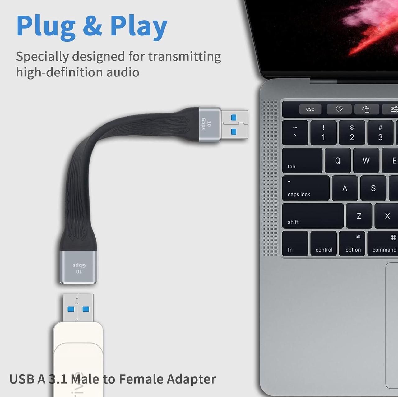 Alt view image 5 of 7 - BUCIER Short USB 3.0 Extension Cable, 5inch Flat FPC USB Extension Cable, 10Gbps Type A Male to Female Extender Cable for VR, PlayStation, Keyboard, Printer, Scanner, USB Hub