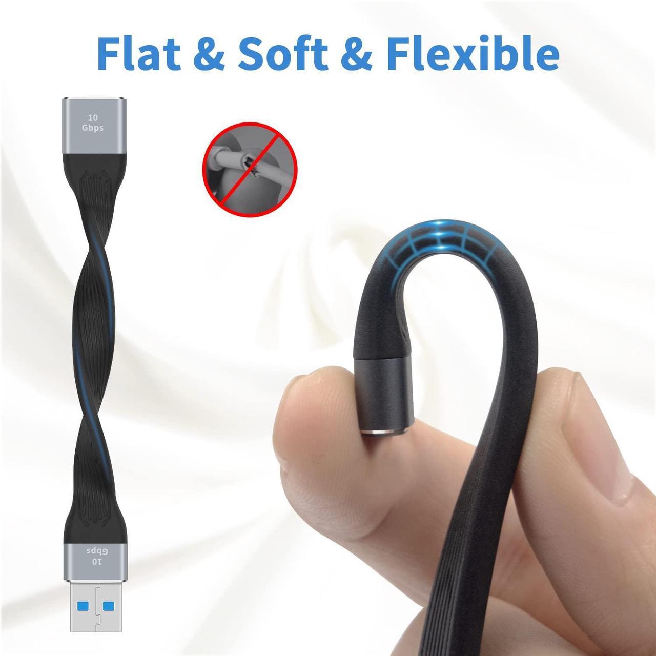 Alt view image 6 of 7 - BUCIER Short USB 3.0 Extension Cable, 5inch Flat FPC USB Extension Cable, 10Gbps Type A Male to Female Extender Cable for VR, PlayStation, Keyboard, Printer, Scanner, USB Hub