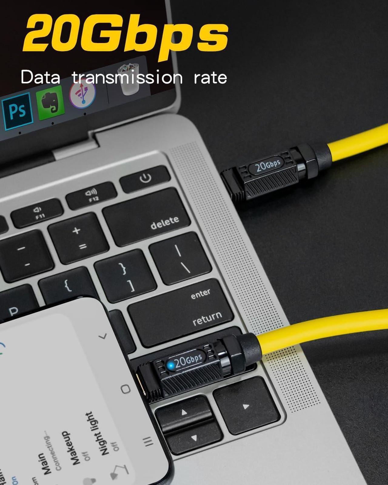 Alt view image 3 of 6 - BUCIER Short USB C to USB C Cable 7.8inch, 140W PD Fast Charging, 20Gbps Data Transfer, 8K@60Hz Silicone Type C Charger Cable Compatible with iPhone Android Galaxy S23, Yellow