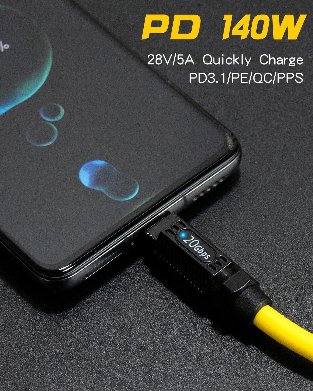 Alt view image 4 of 6 - BUCIER Short USB C to USB C Cable 7.8inch, 140W PD Fast Charging, 20Gbps Data Transfer, 8K@60Hz Silicone Type C Charger Cable Compatible with iPhone Android Galaxy S23, Yellow