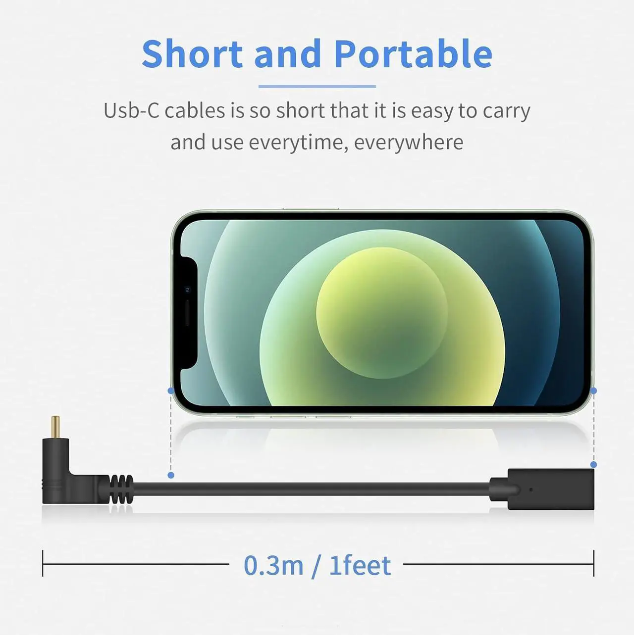 Alt view image 2 of 7 - BUCIER 90 Degree USB Type C Extention Cable 1feet, USB C Extension Cable Short 10Gbps Up & Down Angled USB 3.1 Type C Male to Female Extender Charging Cable for Laptop & Tablet & Mobile Phone