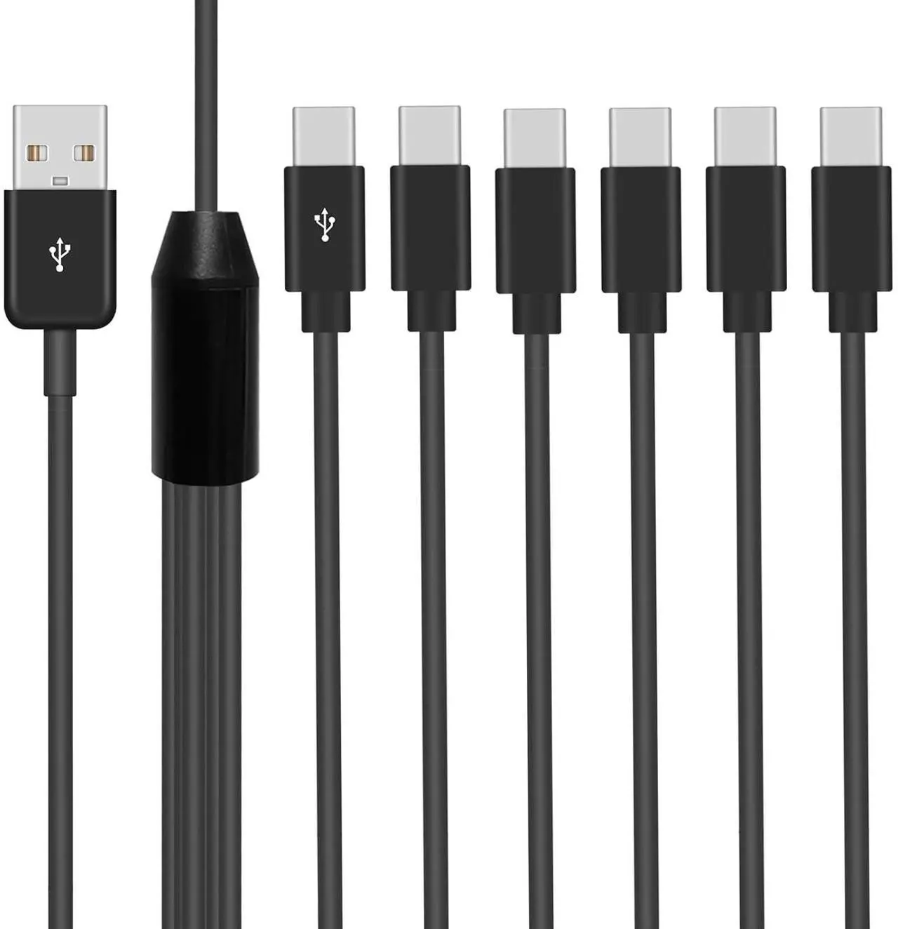 Main image of BUCIER USB C Splitter Cable - 6 in 1 USB 2.0 Type A to 6 Type-C Male Charger Cable with 3A Fast Charge for Android, Samsung, Tablet, 1.64ft