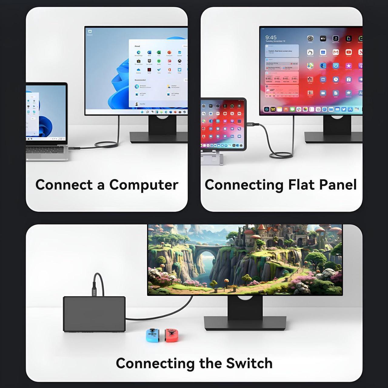 Alt view image 6 of 7 - BUCIER 2 x USB C 3.2 Gen2 20Gbps, Type C 4K@60Hz UHD Video 5A/240W PD3.1 Fast Charge Cord with E-Marker Compatible with Thunderbolt 3/4 for MacBook Pro (USB3.2 20G 240W 0.5M 2PCS)
