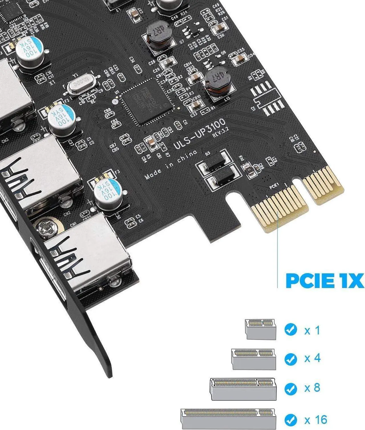 Alt view image 5 of 7 - BUCIER PCIe USB 3.0 Card 5Gbps Super Speed with Type C (1)& Type A(3) PCI Express x1 Internal USB Port Cards for Window 7/8/10 and MAC OS 10.8.2 Above