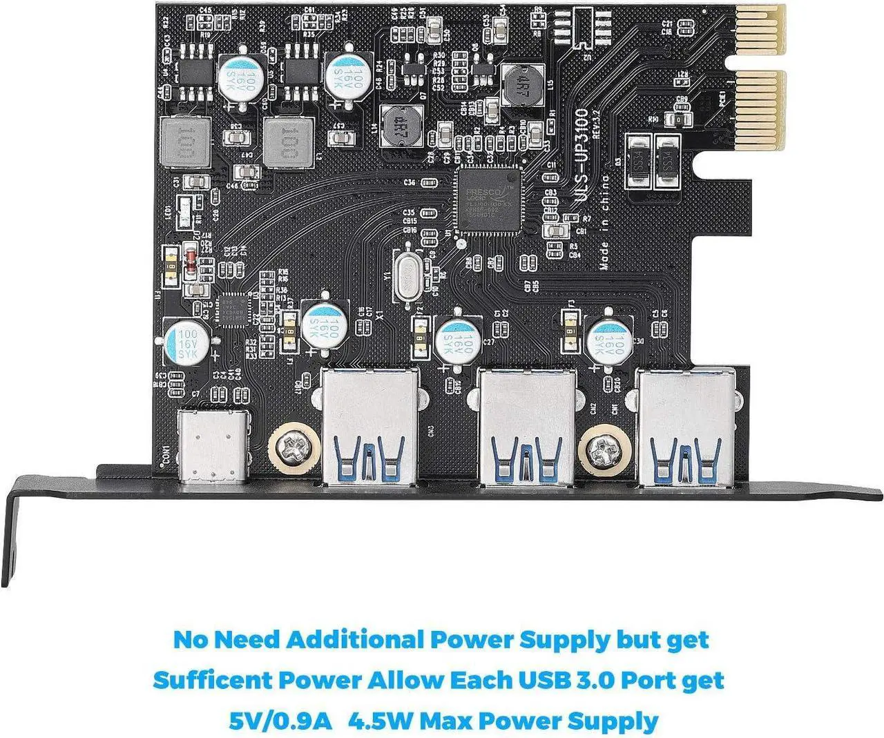 Alt view image 4 of 7 - BUCIER PCIe USB 3.0 Card 5Gbps Super Speed with Type C (1)& Type A(3) PCI Express x1 Internal USB Port Cards for Window 7/8/10 and MAC OS 10.8.2 Above
