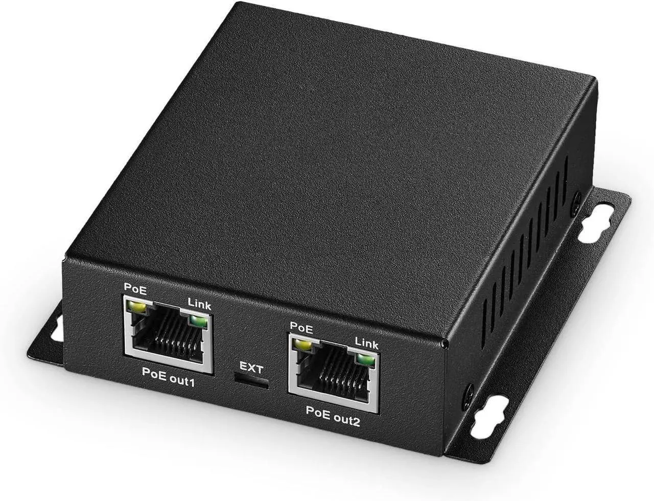 Main image of BUCIER PoE Extender Passthrough Switch, 1 PoE in 2 PoE Out, IEEE802.3af/at PoE Powered, 10/100Mbps Ethernet, Metal Small Wall Mount PoE Extender/Injector/Network Extender