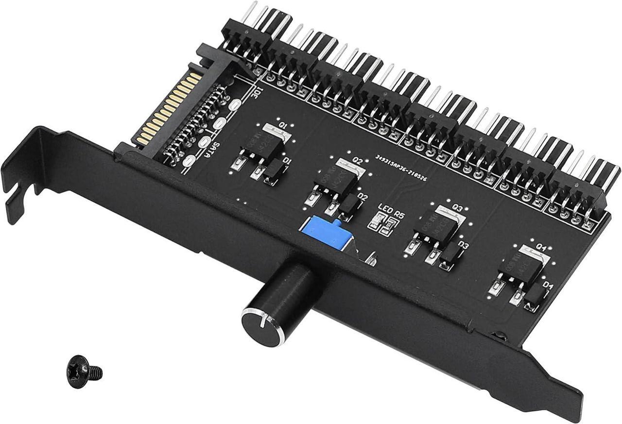 Main image of BUCIER PC 8 Channels Fan Hub Knob Cooling Fan Speed Controller for CPU Case HDD VGA PWM Fan PCI Bracket 12V Fan Control- SATA Interface Power Supply (SATA 1Knob)