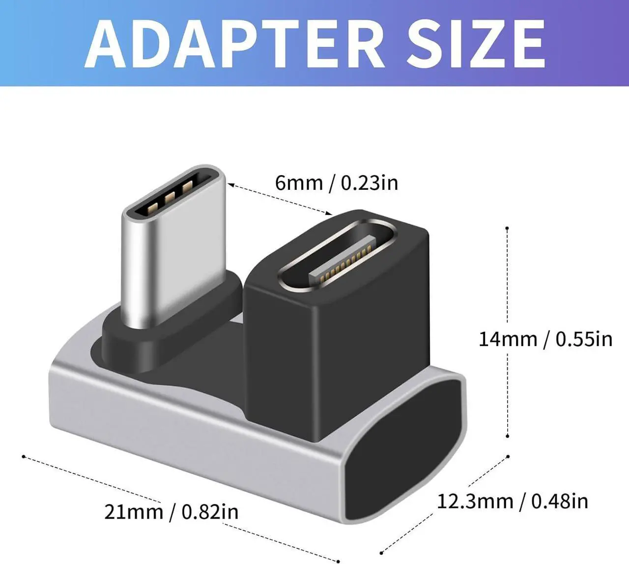 Alt view image 7 of 7 - BUCIER USB C 180 Degree Adapter 240W PD, 8K@60Hz, 40Gbps,180 Degree USB C Female to Male Adapter Connector for ROG Ally, Steam Deck, Switch, Laptop, Tablet, Phone and More 2 Pack
