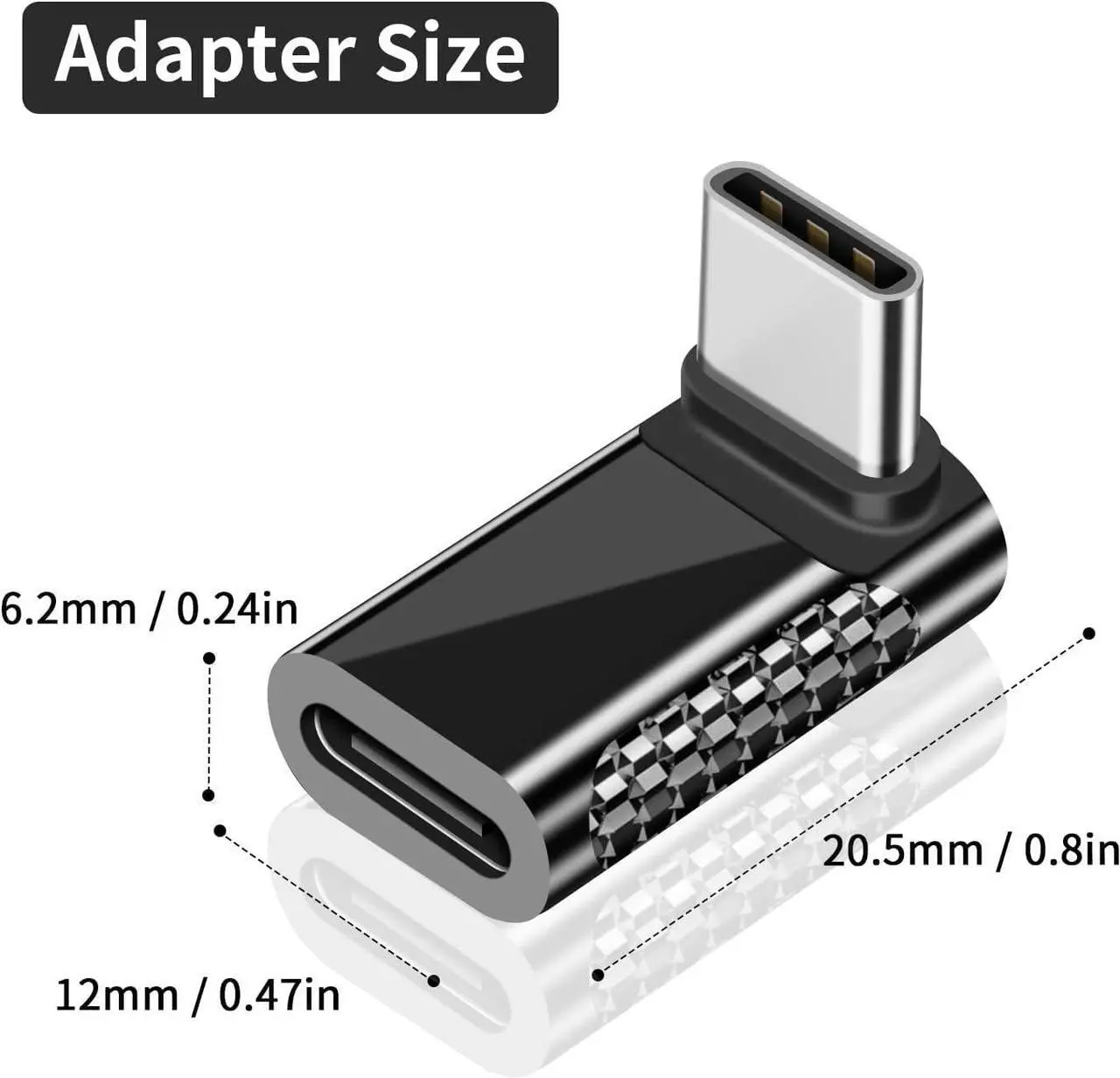 Alt view image 6 of 6 - BUCIER USB C Right Angle Adapter 20Gbps, 90 Degree USB C Adapter Male to Female Extender Adapter, Zinc Alloy Material Support PD100W Fast Charger for MacBook Pro, Mobile Phone, Tablet (2 Pack)