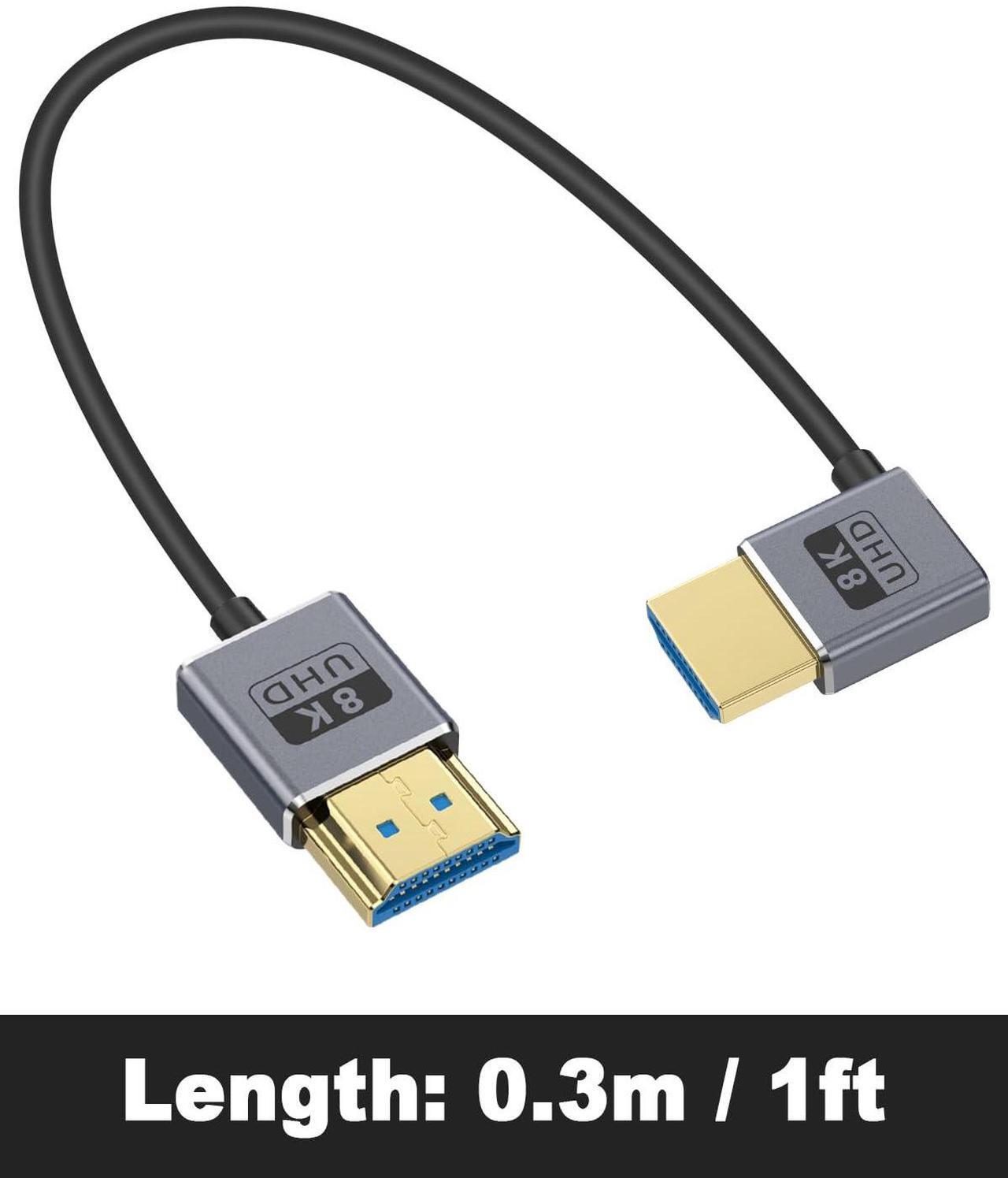 Alt view image 7 of 7 - BUCIER 8K 90 Degree HDMI Cable, Left Angle HDMI Male to Male Cable,48Gbps Ultra Thin HDMI Cord OD2.5mm, Support 8K@60Hz, 4K@240Hz, Dynamic HDR, eARC, for GH5S, PS5, Xbox One Monitor,PC.1FT/30cm