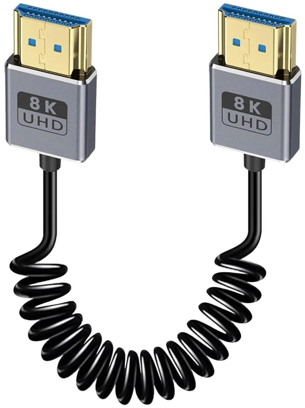 Main image of BUCIER Coaxial 8K Coiled HDMI Cable, Extreme Thin HDMI to HDMI 2.1 Cable [8K@60Hz, 4K@240Hz, 48Gbps] Short HDMI Cable for Camera Monitors, PS5, Roku, BluRay TV 1-2Ft