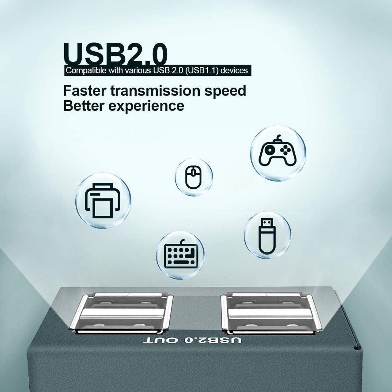 Alt view image 2 of 7 - BUCIER USB 2.0 Hub Extender Kit - 4 Hubs, 165ft (50m) Up to Cat7 LAN, Plug & Play, No Driver Needed