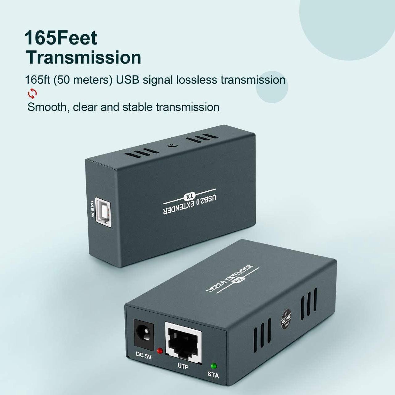 Alt view image 3 of 7 - BUCIER USB 2.0 Hub Extender Kit - 4 Hubs, 165ft (50m) Up to Cat7 LAN, Plug & Play, No Driver Needed