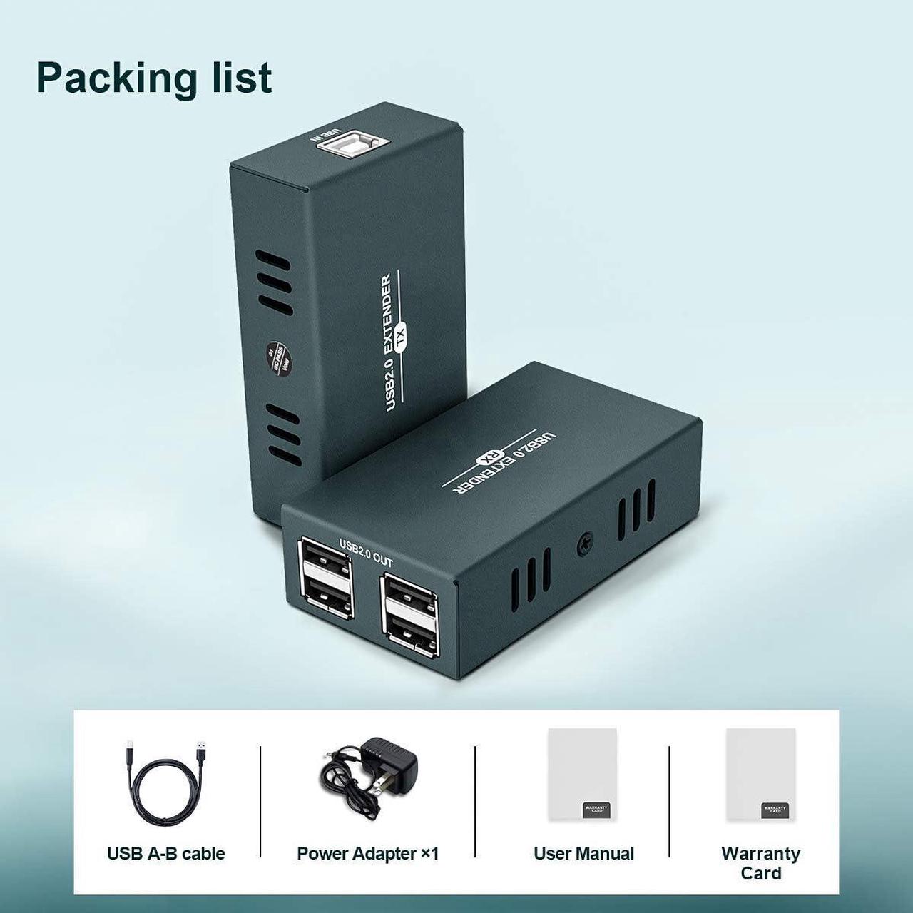 Alt view image 7 of 7 - BUCIER USB 2.0 Hub Extender Kit - 4 Hubs, 165ft (50m) Up to Cat7 LAN, Plug & Play, No Driver Needed