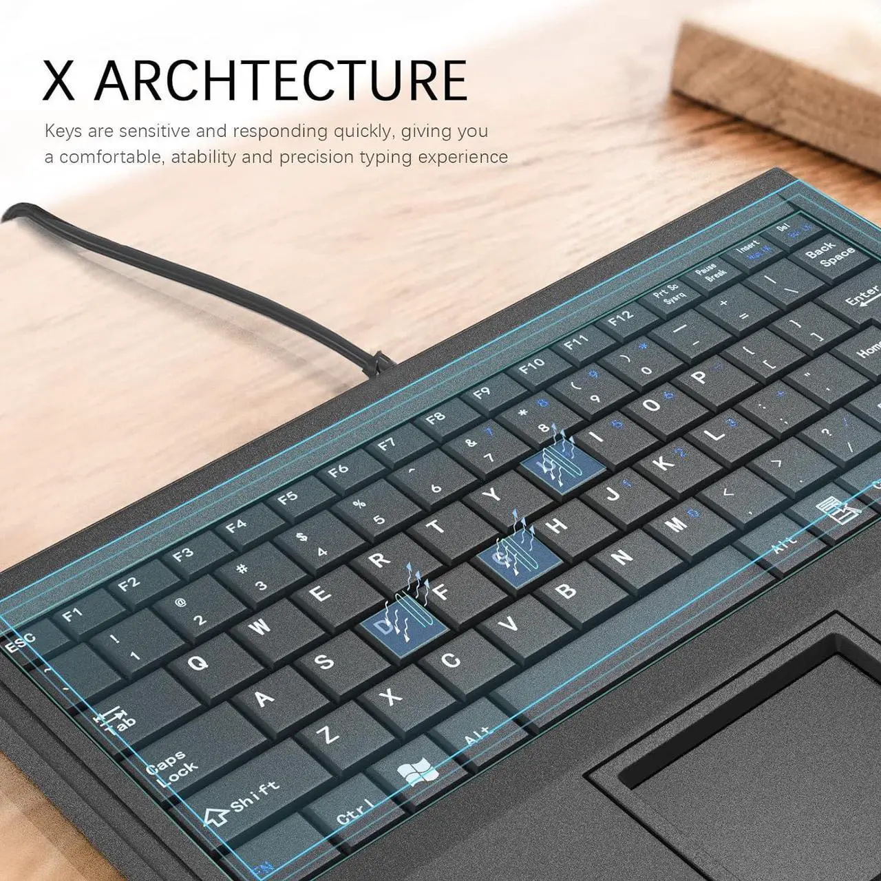 Alt view image 4 of 6 - BUCIER Wired Machine Keyboard with Touchpad Portable Compact - PS/2 Interface