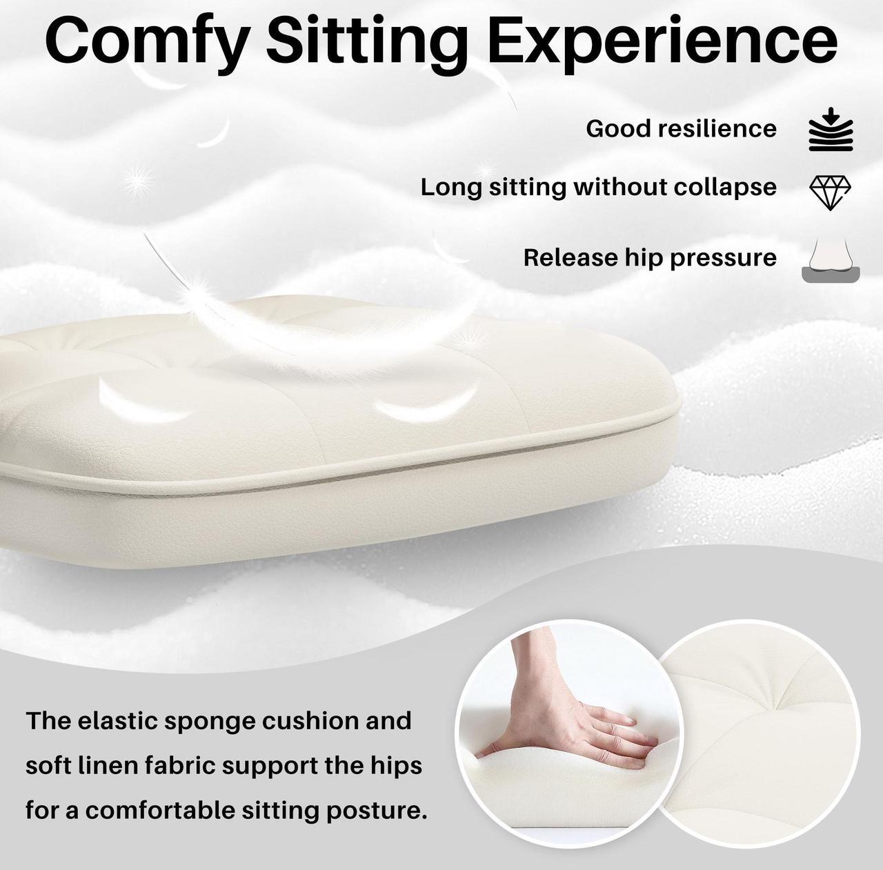 Alt view image 3 of 7 - Ninecer Office Chair with Arms, PU Leather Executive Office Chair, Mid Back Aesthetic Desk Chair with Wheels, Comfy Desk Chairs with Lumbar Support for Women Girls, White