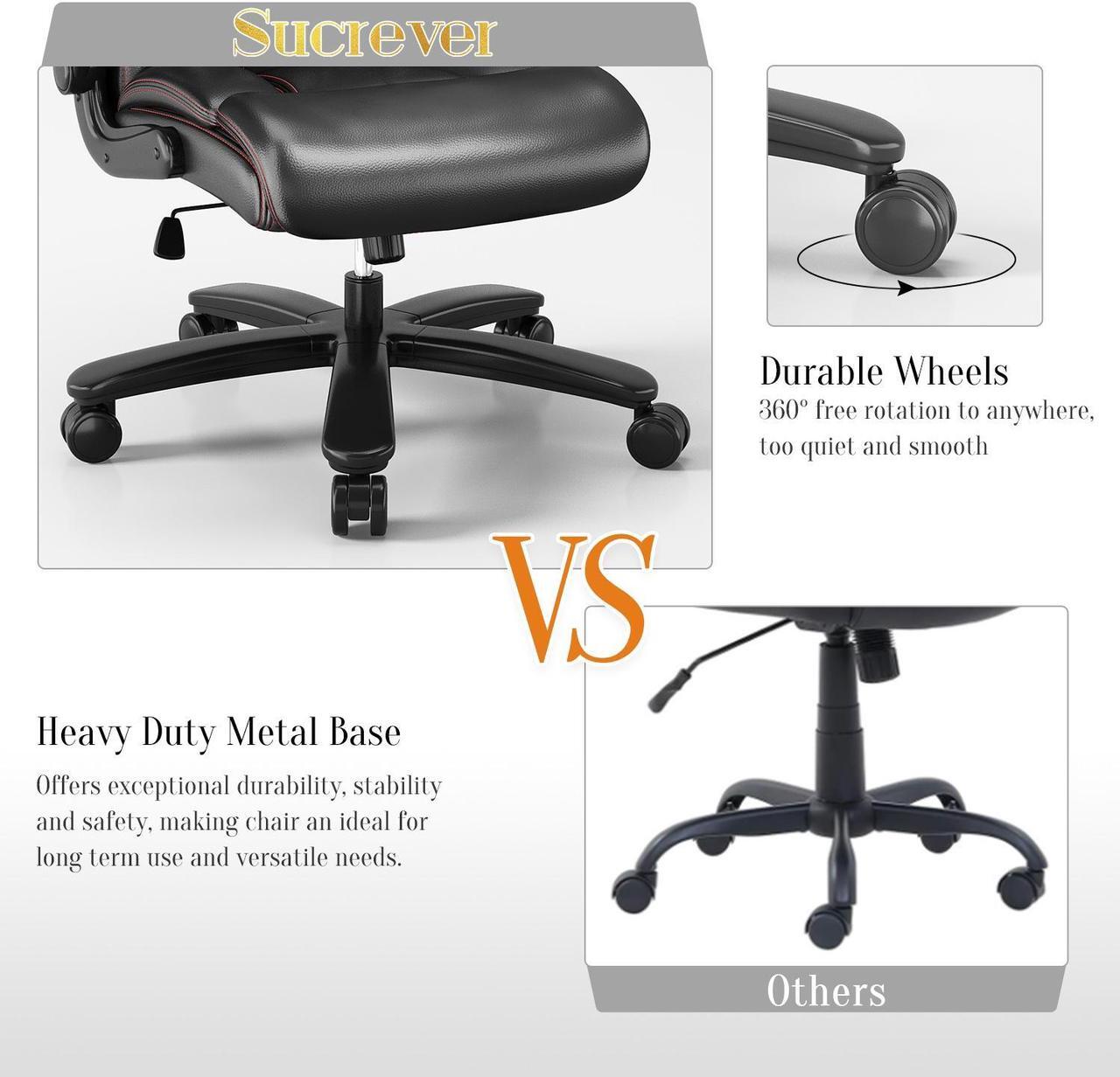 Alt view image 4 of 7 - Ninecer Executive Office Chair Big Tall Ergonomic Leather Desk Chair Home Task Chair,Black