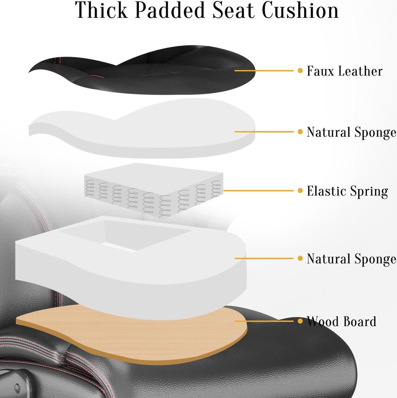 Alt view image 5 of 7 - Ninecer Executive Office Chair Big Tall Ergonomic Leather Desk Chair Home Task Chair,Black