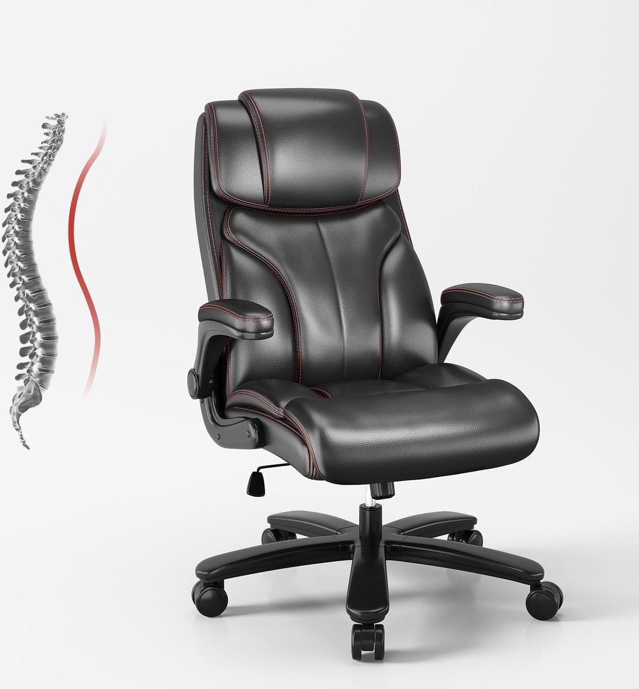 Alt view image 7 of 7 - Ninecer Executive Office Chair Big Tall Ergonomic Leather Desk Chair Home Task Chair,Black