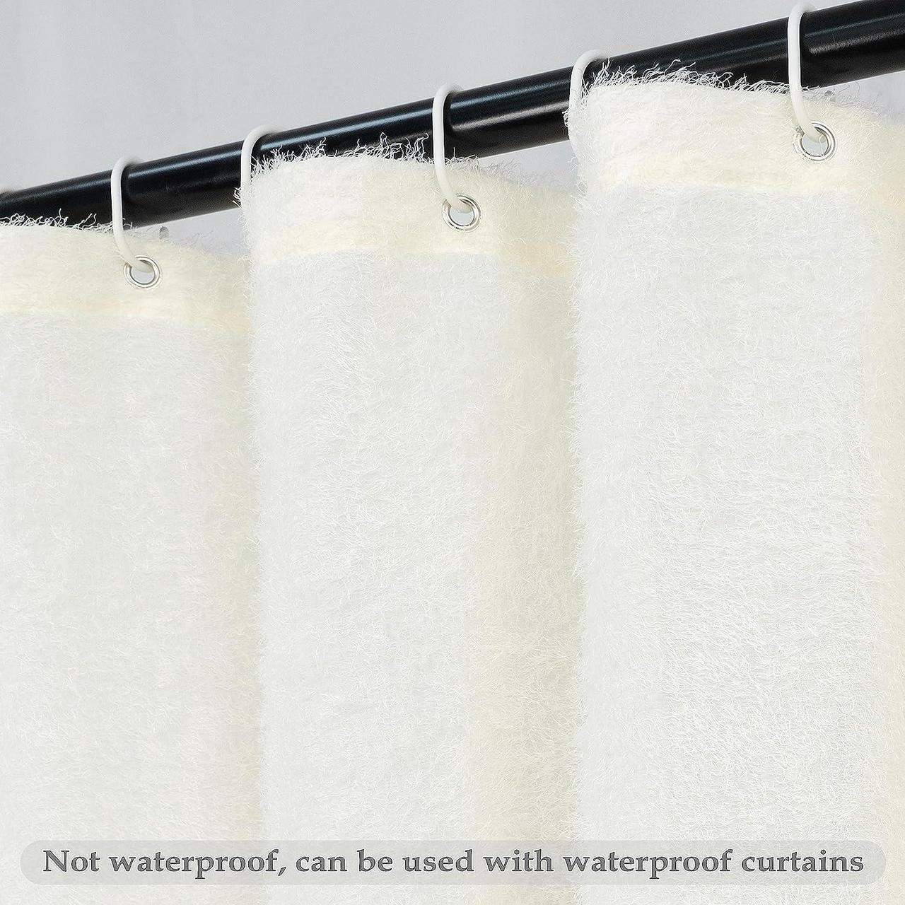 Alt view image 2 of 7 - DriftAway Plush Semi Sheer Shower Curtain for Bathroom Solid Color Modern Machine Washable Bathroom Curtain 72 x 72 Inch with 12 Hooks 1 Panel Creamy White