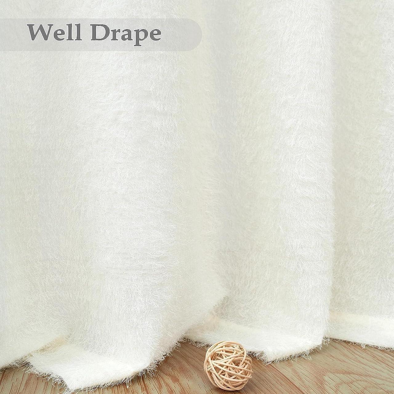 Alt view image 6 of 7 - DriftAway Plush Semi Sheer Shower Curtain for Bathroom Solid Color Modern Machine Washable Bathroom Curtain 72 x 72 Inch with 12 Hooks 1 Panel Creamy White