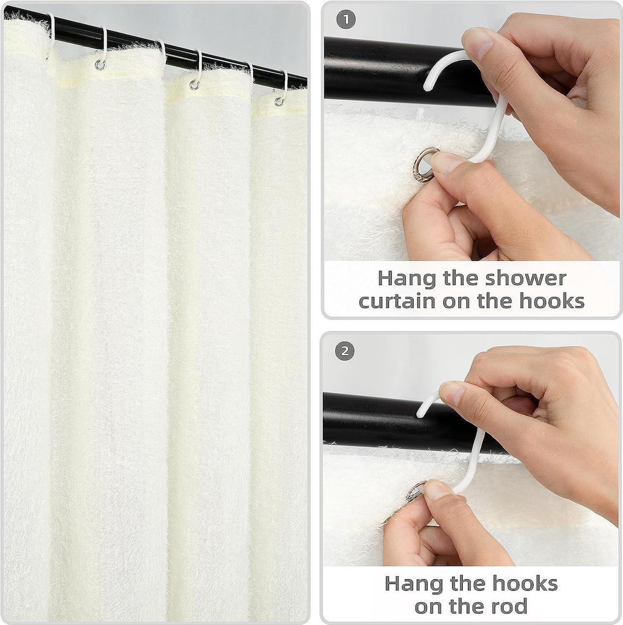 Alt view image 4 of 7 - DriftAway Plush Semi Sheer Shower Curtain for Bathroom Solid Color Modern Machine Washable Bathroom Curtain 72 x 72 Inch with 12 Hooks 1 Panel Creamy White