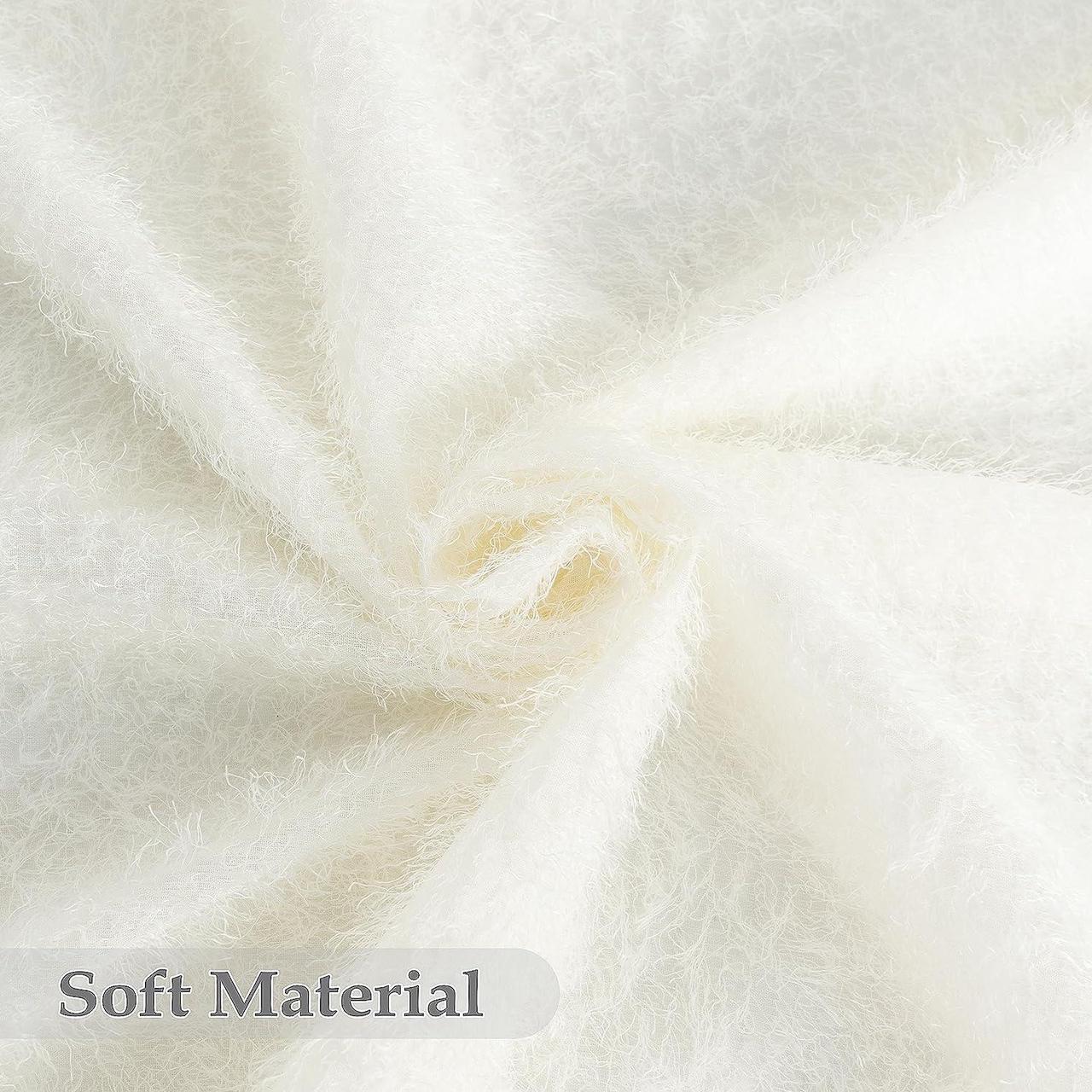 Alt view image 5 of 7 - DriftAway Plush Semi Sheer Shower Curtain for Bathroom Solid Color Modern Machine Washable Bathroom Curtain 72 x 72 Inch with 12 Hooks 1 Panel Creamy White