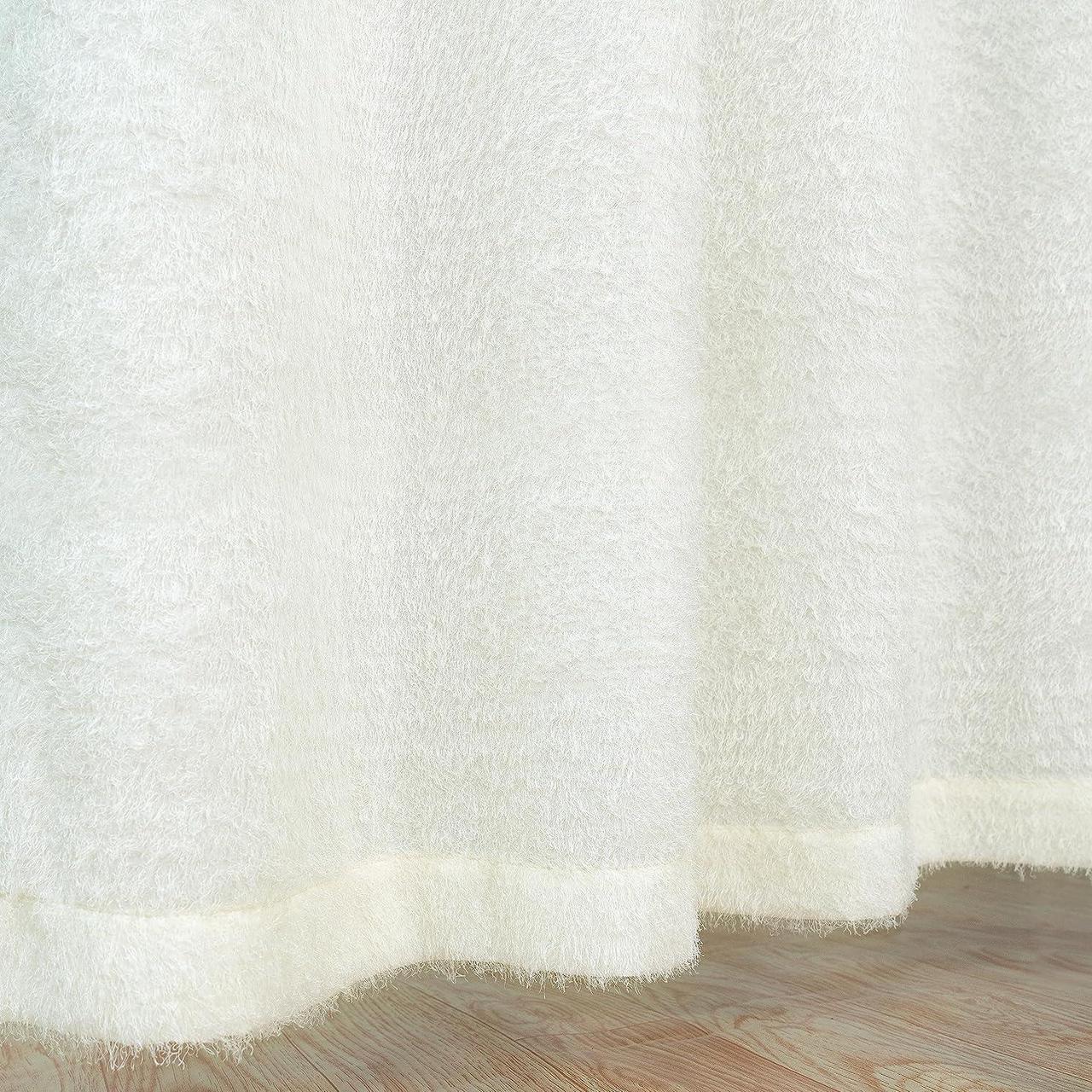 Alt view image 7 of 7 - DriftAway Plush Semi Sheer Shower Curtain for Bathroom Solid Color Modern Machine Washable Bathroom Curtain 72 x 72 Inch with 12 Hooks 1 Panel Creamy White