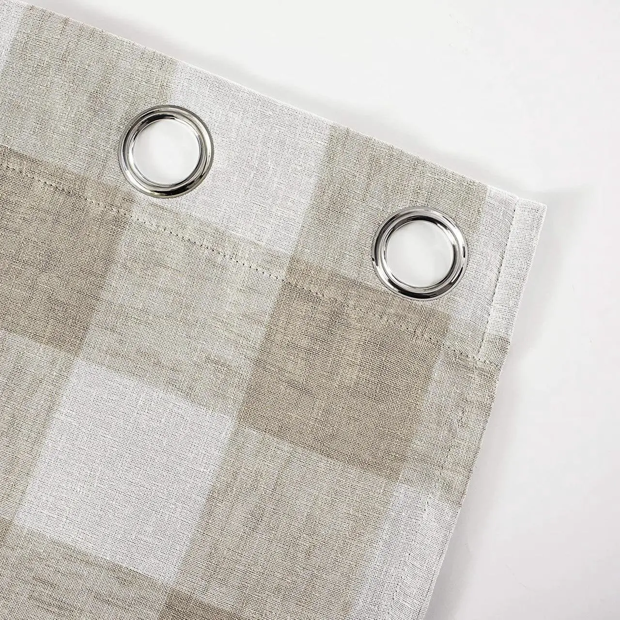 Alt view image 4 of 5 - DriftAway Buffalo Check Woven Plaid Pattern Lined Blackout Thermal Insulated Window Curtain Grommet 2 Layers 2 Panels 50 Inch by 84 Inch Taupe