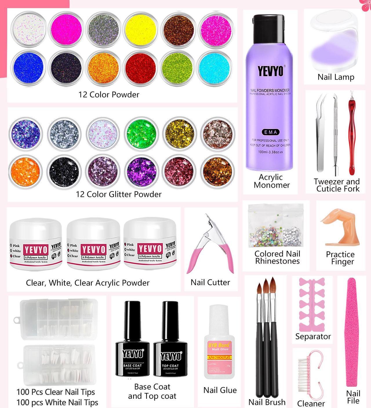 Alt view image 2 of 7 - Professional Nail Kit Set - All-In-One with Practice Hand and Premium Tools Beginner's Acrylic Nail Kit -Complete Set with Practice Hand and Essential Tools