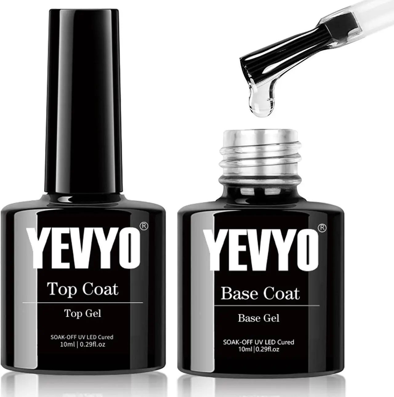Main image of 2 PCS No Wipe Gel Top Coat And Base Coat Set - Quick Dry Long Lasting Soak off Led Nail Lamp Nail Base Coat and Top Coat Set for Home DIY 10 ml Bottle