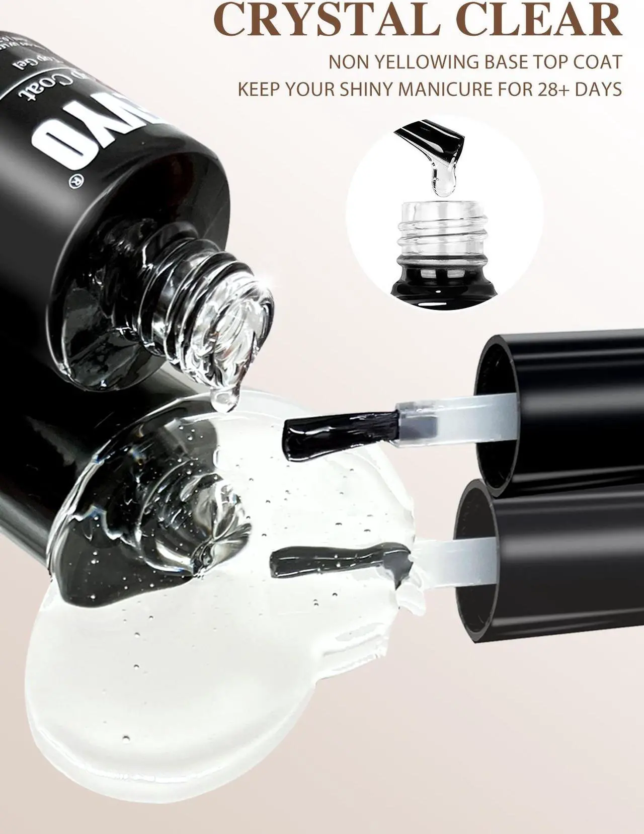 Alt view image 3 of 7 - 2 PCS No Wipe Gel Top Coat And Base Coat Set - Quick Dry Long Lasting Soak off Led Nail Lamp Nail Base Coat and Top Coat Set for Home DIY 10 ml Bottle