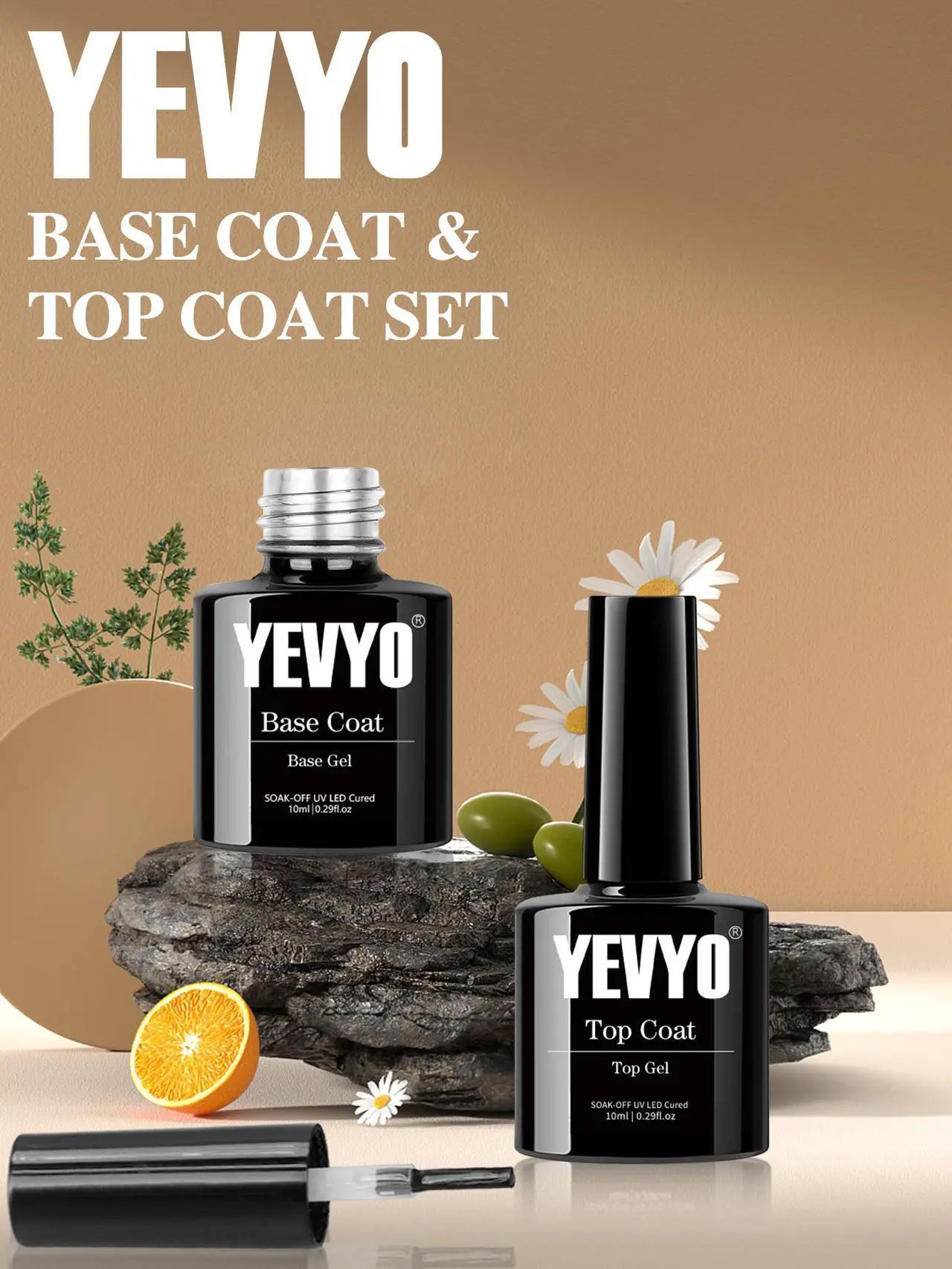 Alt view image 2 of 7 - 2 PCS No Wipe Gel Top Coat And Base Coat Set - Quick Dry Long Lasting Soak off Led Nail Lamp Nail Base Coat and Top Coat Set for Home DIY 10 ml Bottle