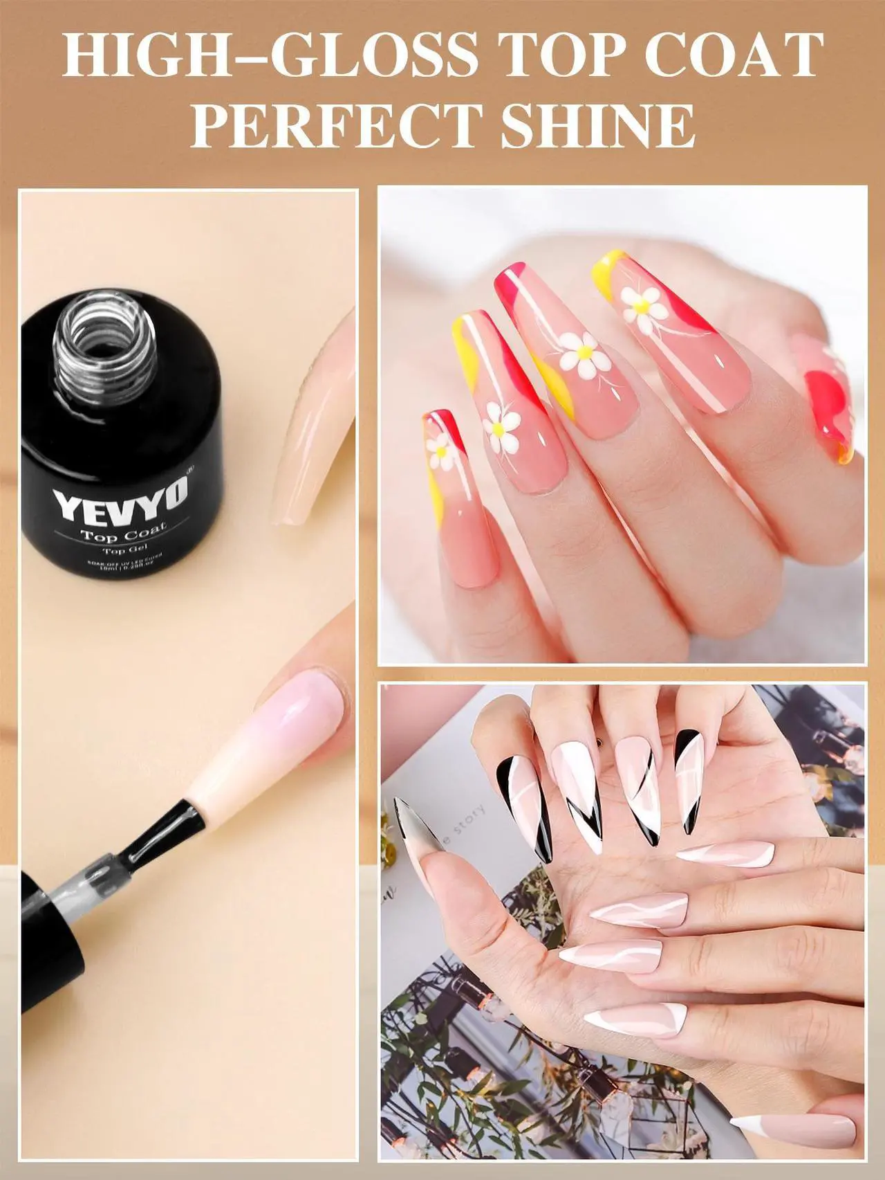 Alt view image 5 of 7 - 2 PCS No Wipe Gel Top Coat And Base Coat Set - Quick Dry Long Lasting Soak off Led Nail Lamp Nail Base Coat and Top Coat Set for Home DIY 10 ml Bottle