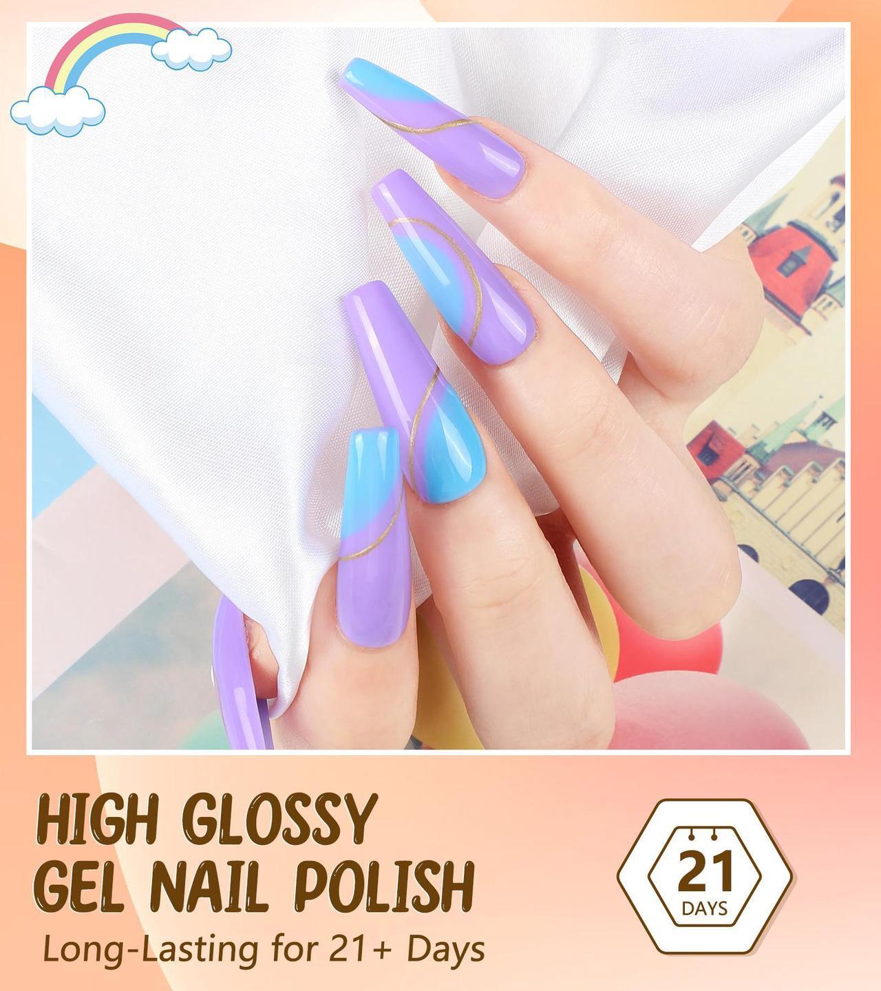 Alt view image 6 of 7 - 23Pcs Gel Nail Polish kit, 20 Colors Pastel Spring Summer Gel Nail Polish Sets with 3Pcs Glossy Matte Top Base Coat, Professional Salon Manicure Gift Diy at Home for Women Girls Beginners