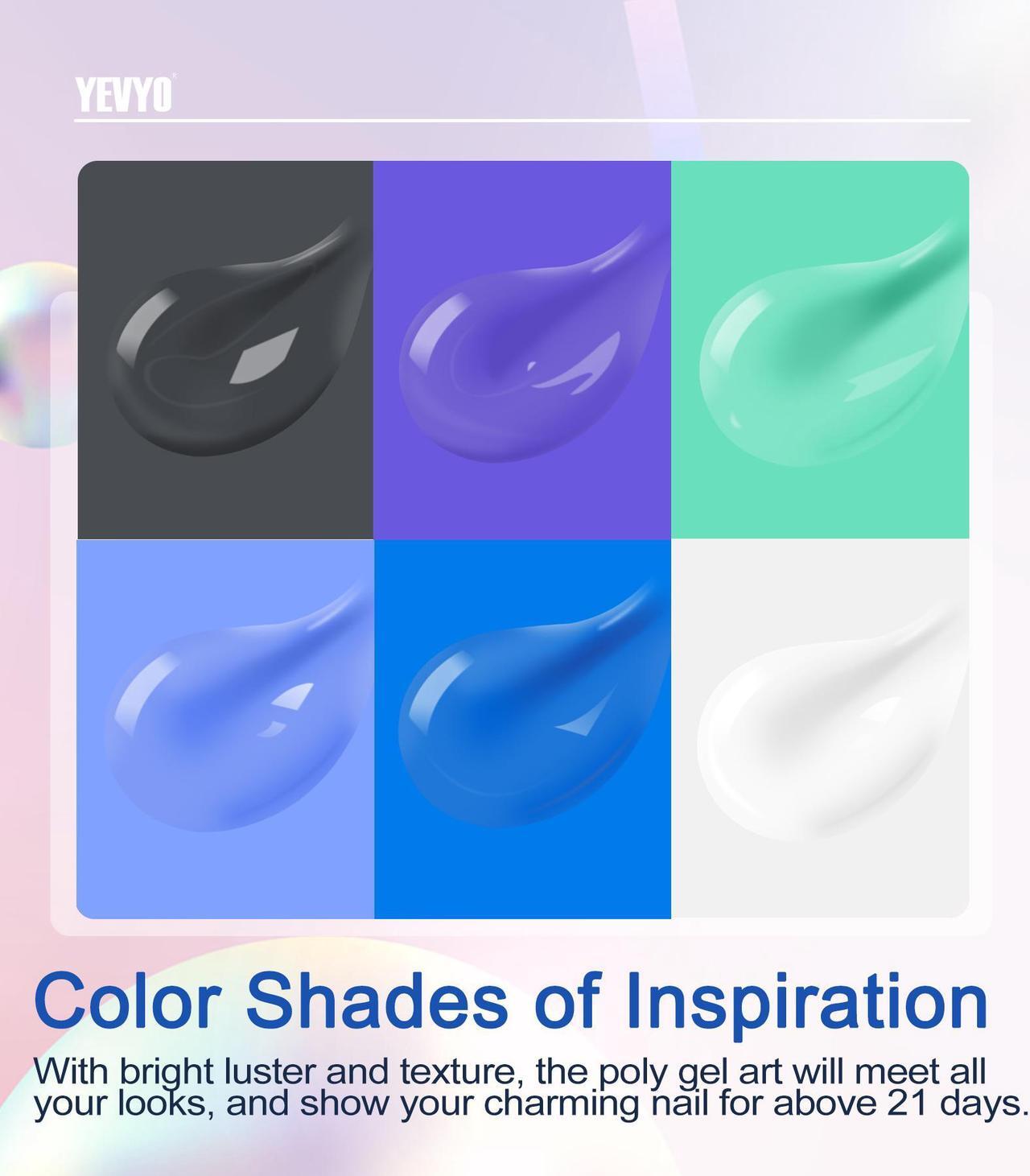 Alt view image 2 of 7 - Poly Gel Nail Kit, YEVYO Poly Nail Gel Kit with UV Lamp for Beginners with Everything, Gel Extension Nail Kit with Slip Solution