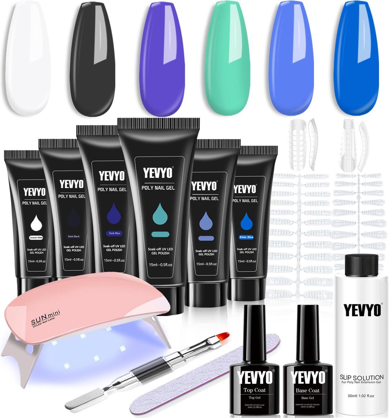 Main image of Poly Gel Nail Kit, YEVYO Poly Nail Gel Kit with UV Lamp for Beginners with Everything, Gel Extension Nail Kit with Slip Solution