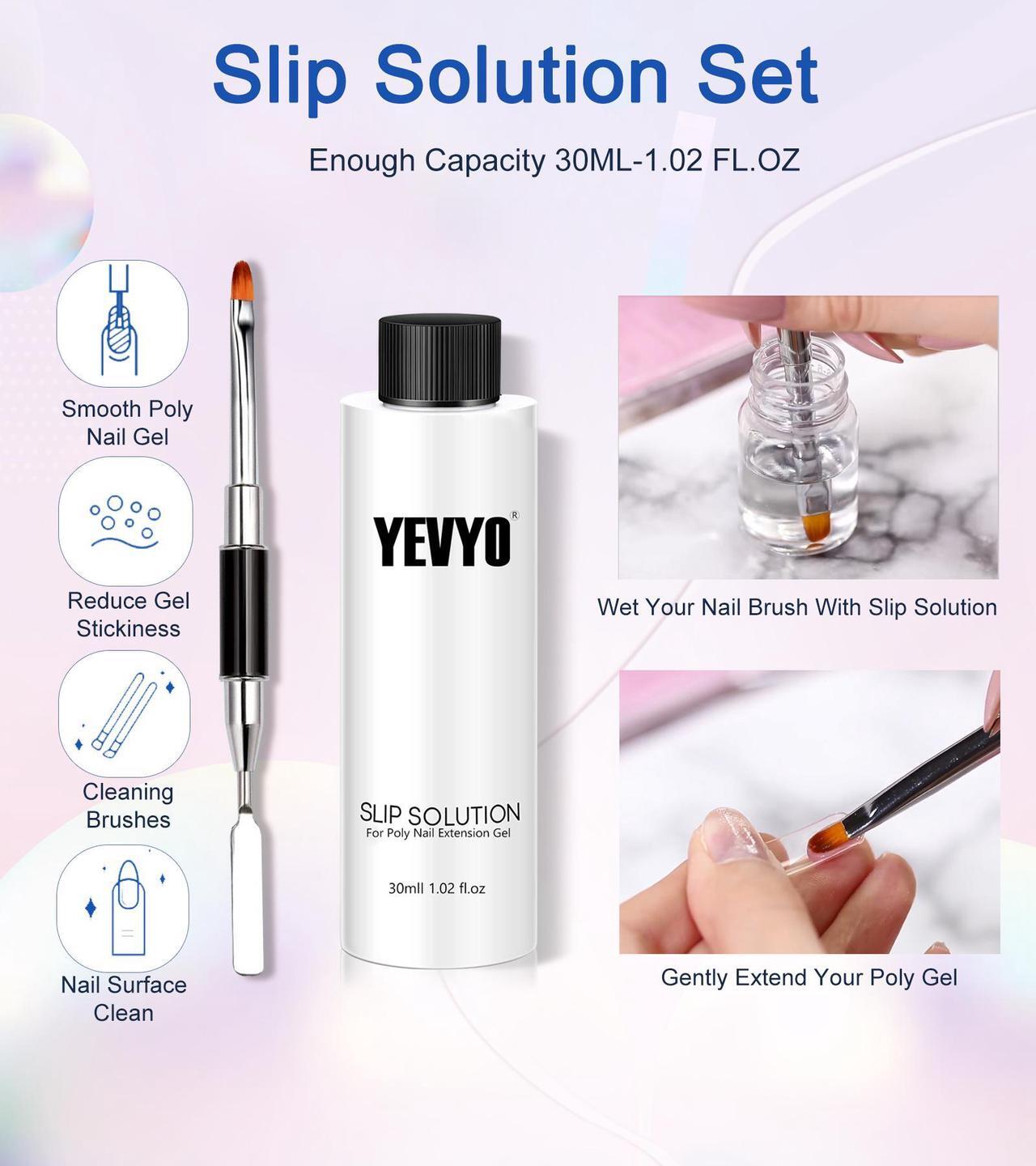 Alt view image 7 of 7 - Poly Gel Nail Kit, YEVYO Poly Nail Gel Kit with UV Lamp for Beginners with Everything, Gel Extension Nail Kit with Slip Solution
