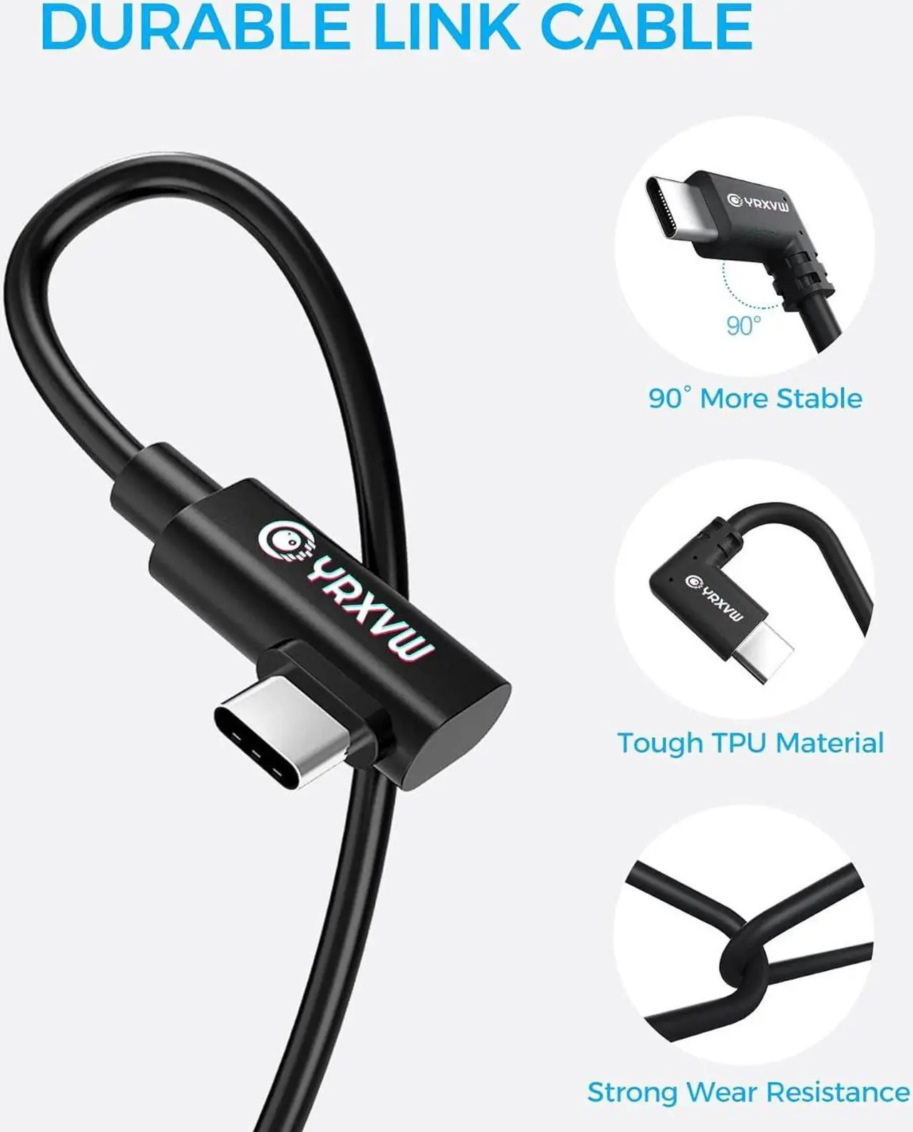 Alt view image 3 of 7 - Link Cable 10FT for Oculus Quest 3/2/Pro Accessories, High Speed Data Transfer Type C Replacement Charging Cable, USB C to USB C 3.2 Fast Charger Cord for Meta Oculus 3/2 Accessories(10FT)