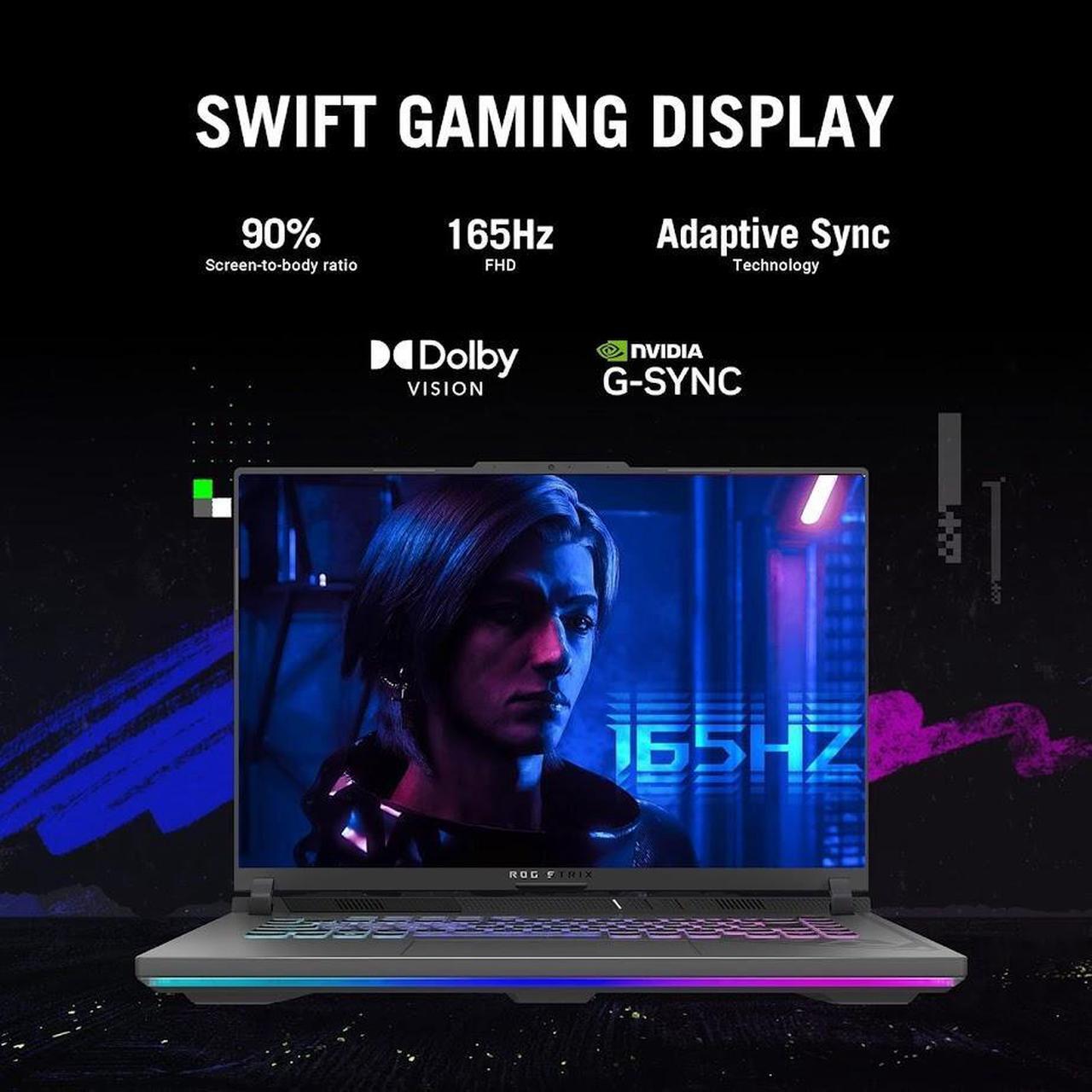 Alt view image 3 of 7 - ASUS 2024 ROG Strix G16 16" WUXGA 165Hz Gaming Laptop, Intel Core i7-13650HX(> i9-12900HX), GeForce RTX 4060, RGB Keyboard, W/Portable SSD, Eclipse Gray(16GB DDR5, 1TB SSD,Win 11)
