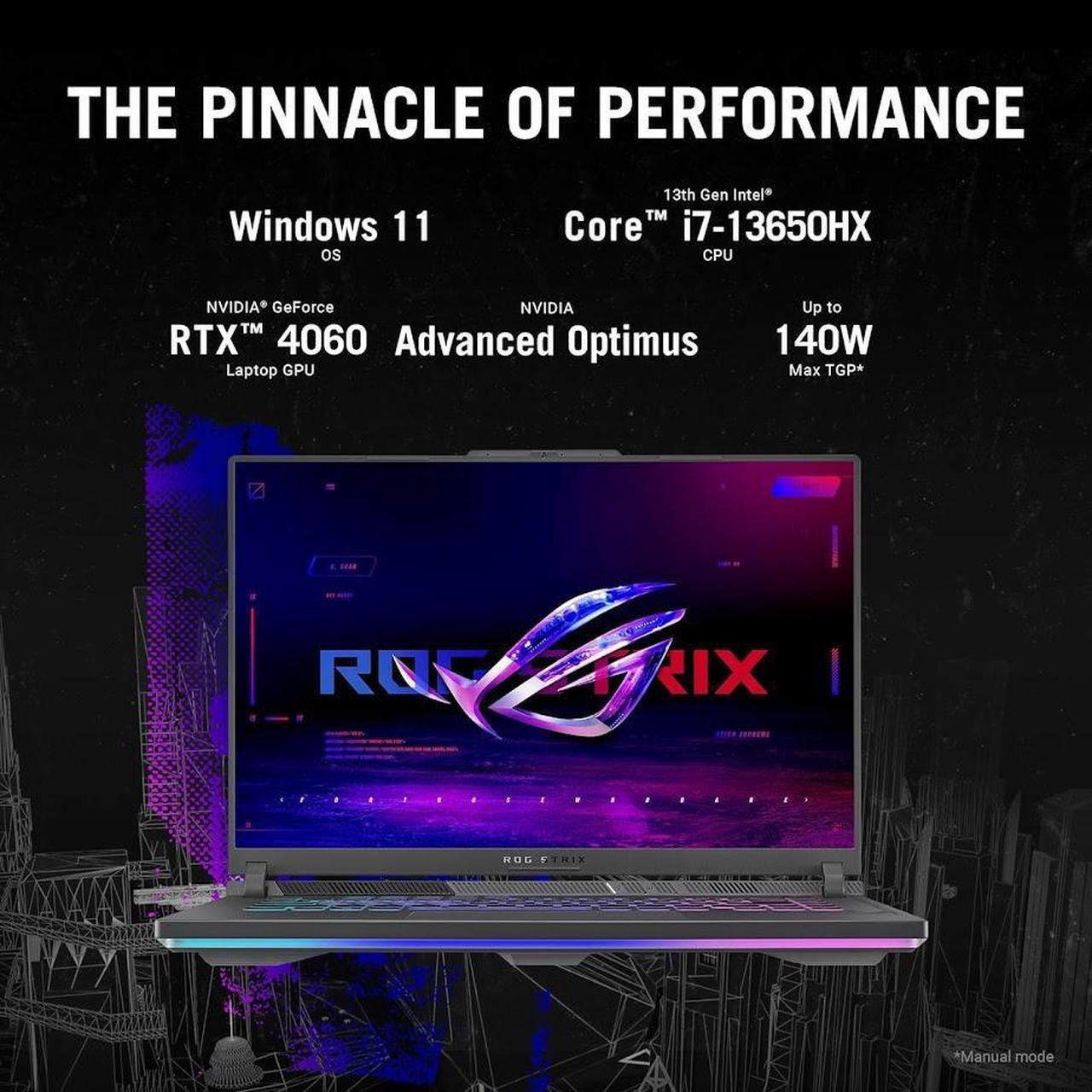 Alt view image 2 of 7 - ASUS 2024 ROG Strix G16 16" WUXGA 165Hz Gaming Laptop, Intel Core i7-13650HX(> i9-12900HX), GeForce RTX 4060, RGB Keyboard, W/Portable SSD, Eclipse Gray(16GB DDR5, 1TB SSD,Win 11)