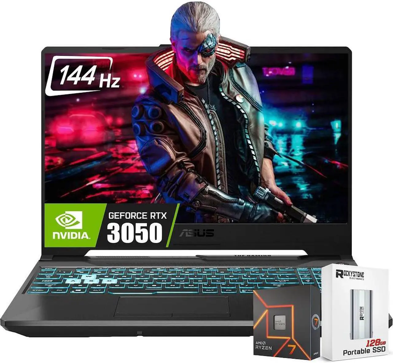 Main image of Asus NewTUF A15 15.6'' FHD 144Hz Gaming Laptop, 8-Core AMD Ryzen 7-7435HS, Nvidia Geforce Rtx 3050 Graphics, 64GB DDR5 RAM, 2048GB SSD,  Backlit KB, Wi-Fi 6, Win11 Home, W/portable SSD