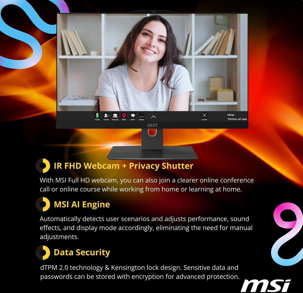 Alt view image 4 of 6 - MSI Modern All-In-One Desktop, 23.8 FHD Touchscreen, Intel Core 7 150U(>i7-1335U, 5.40 GHz), Prebuilt PC, 1080p IR Webcam, WiFi 6E, DTS Audio, Windows 11 Pro, Black(32GB DDR5 RAM | 2TB SSD | 1TB HDD)