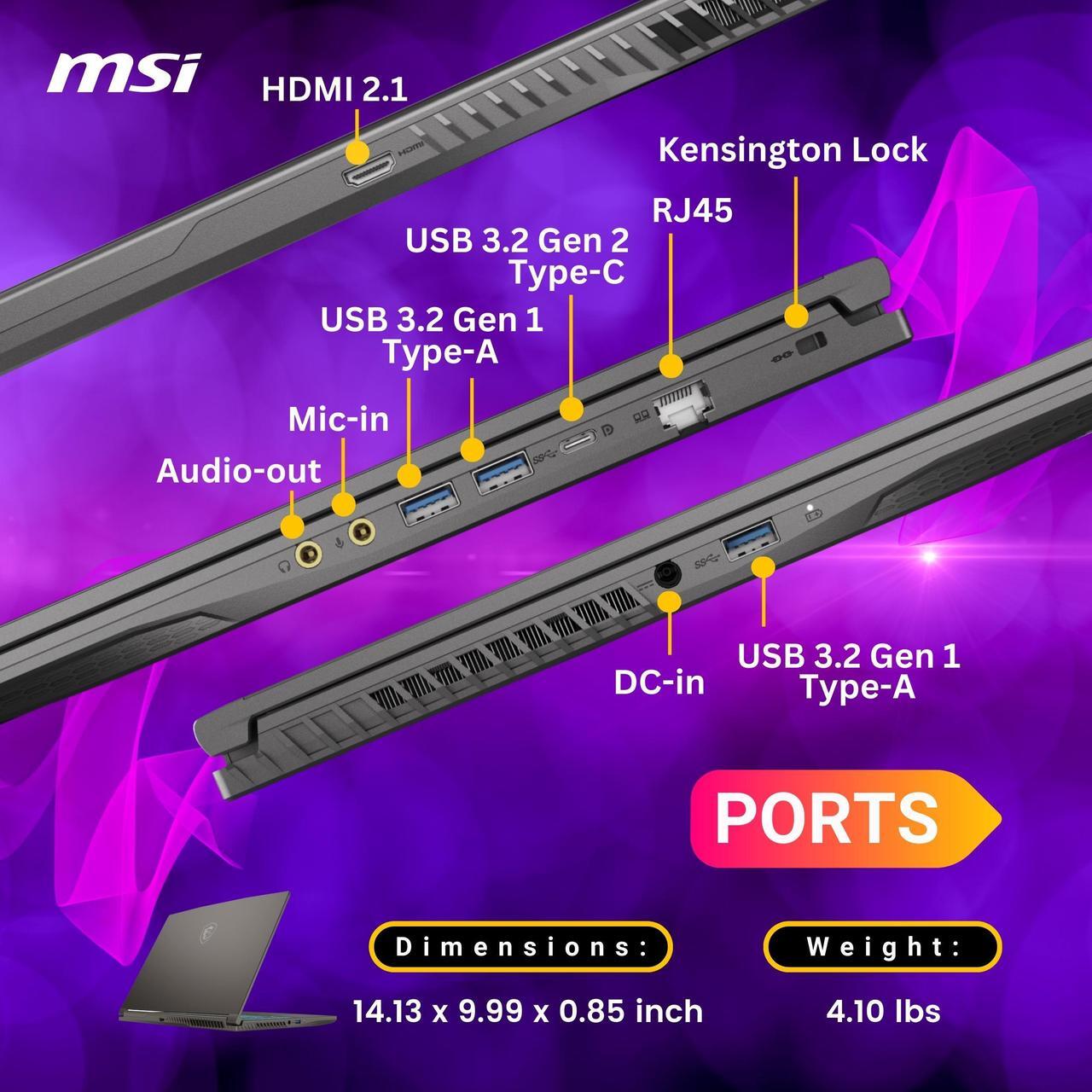 Alt view image 6 of 6 - MSI thin 15 gaming laptop, 15.6" FHD IPS Display, AMD Ryzen 9 8945HS(>i9-13900H, 5.2 GHz), GeForce RTX 4060, AI&VR Ready, CoPilot+ PC, Backlit Keyboard, Windows 11 Home, Gray(64GB DDR5 RAM | 1TB SSD)