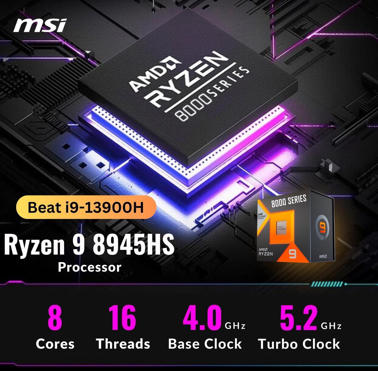 Alt view image 2 of 6 - MSI thin 15 gaming laptop, 15.6" FHD IPS Display, AMD Ryzen 9 8945HS(>i9-13900H, 5.2 GHz), GeForce RTX 4060, AI&VR Ready, CoPilot+ PC, Backlit Keyboard, Windows 11 Home, Gray(64GB DDR5 RAM | 1TB SSD)