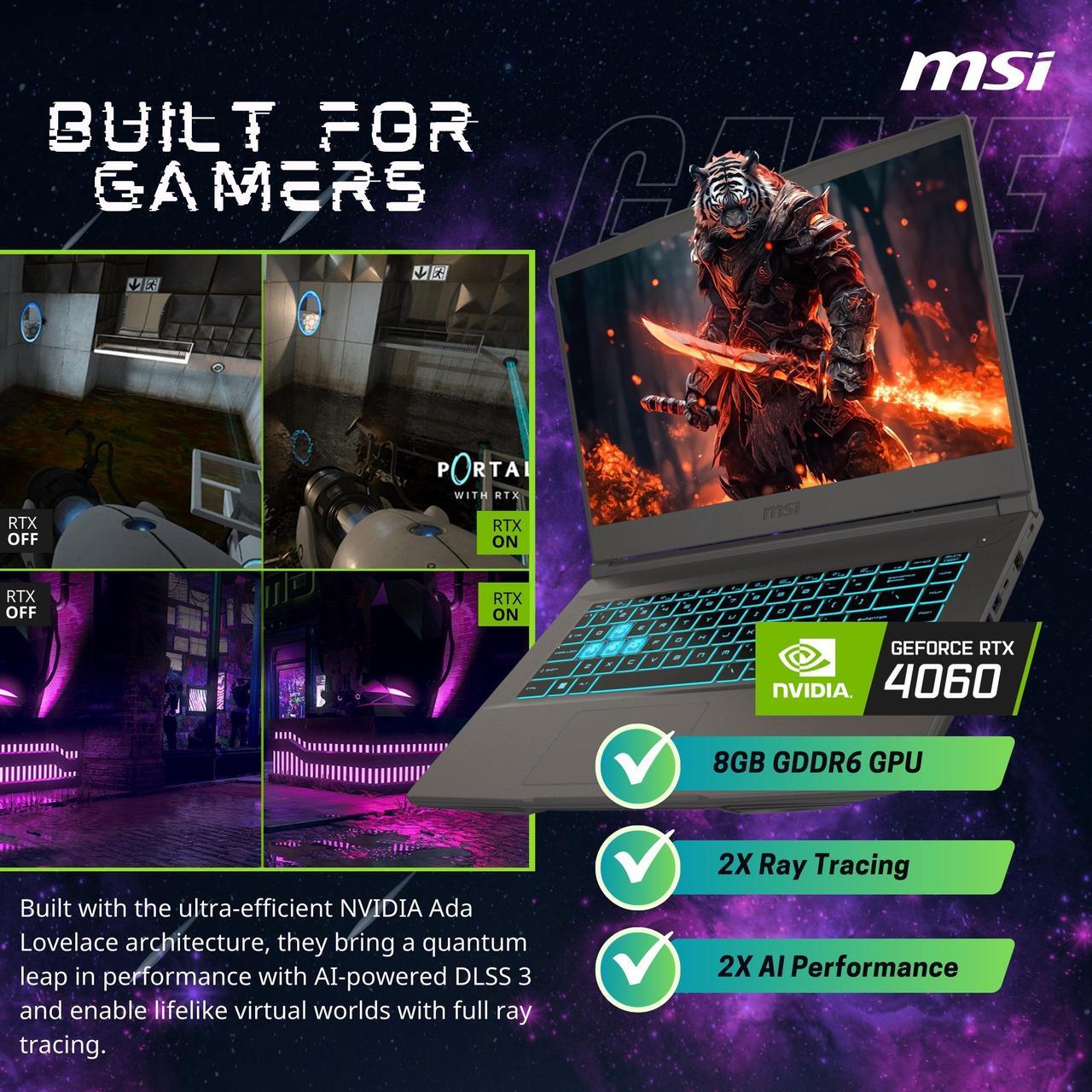 Alt view image 4 of 6 - MSI thin 15 gaming laptop, 15.6" FHD IPS Display, AMD Ryzen 9 8945HS(>i9-13900H, 5.2 GHz), GeForce RTX 4060, AI&VR Ready, CoPilot+ PC, Backlit Keyboard, Windows 11 Home, Gray(64GB DDR5 RAM | 1TB SSD)